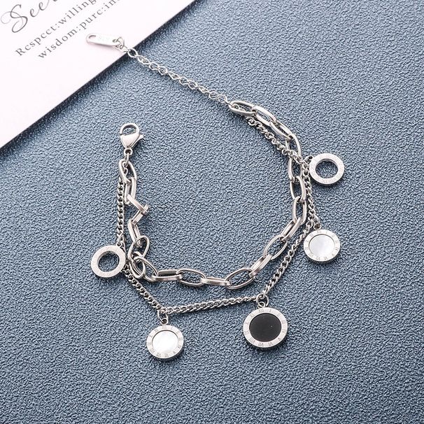 Black And White Beige Roman Numeral Light Design Sense Instagram Niche Exquisite Double-layer Titanium Steel_ipsvogv.com