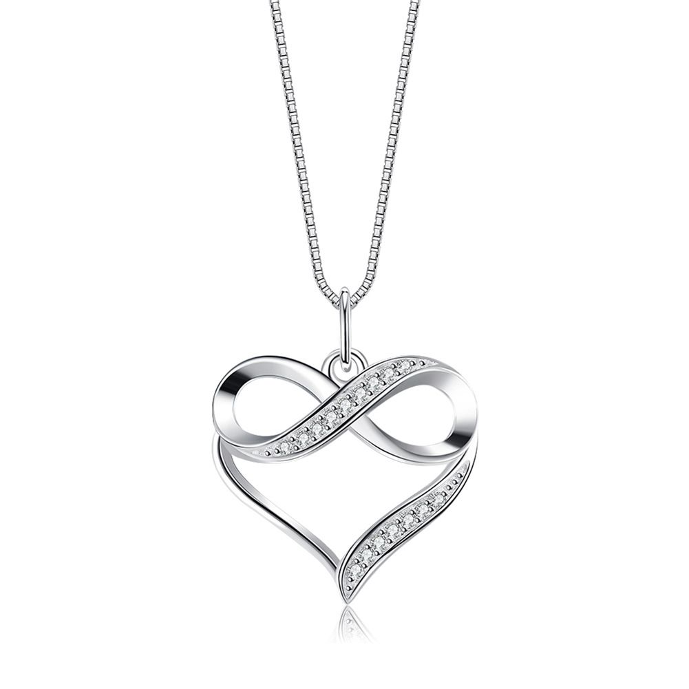 S Sterling Necklace Fashionable Silver Plated Eternal Love Pendant With Small Design Sense SVN471_ipsvogv.com