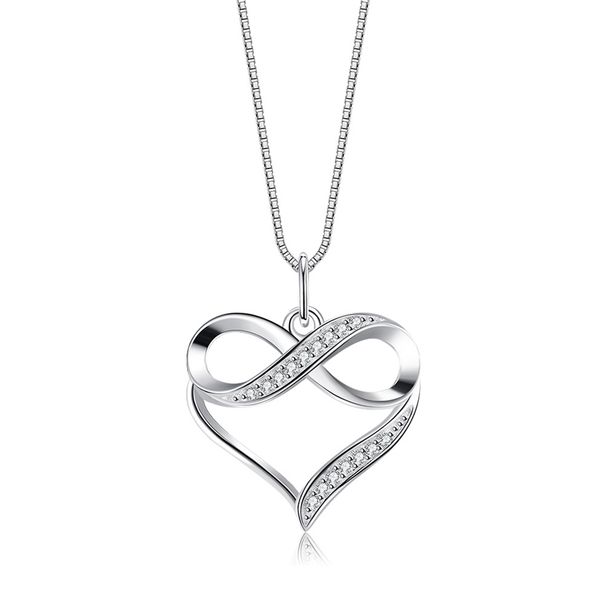 S Sterling Necklace Fashionable Silver Plated Eternal Love Pendant With Small Design Sense SVN471_ipsvogv.com