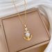 Titanium Steel 【 】 Pearl Ship Anchor Light Luxury Temperament Gorgeous Full Diamond Necklace Women's Versatile 【 】_ipsvogv.com