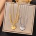 Personalized Jewelry Checkerboard Texture Heart Pendant Curved Smile Double-layer Layered Wind Titanium Steel Necklace_ipsvogv.com