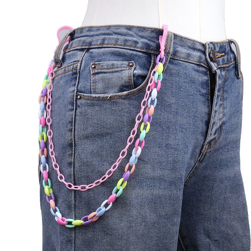 New Colorful Acrylic Five Pointed Star Bounce Earth Cool Girl Cute And Sweet Macaron Pant Waist Chain_ipsvogv.com