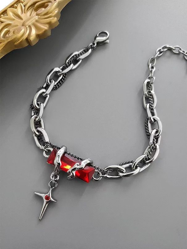 goth Black Diamond Star Wrap Bracelet Men's Minimalist Cool Ins Style Titanium Steel High-end Simple Wind Hand Jewelry_ipsvogv.com