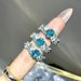 Embroidered Ball Blue Zircon For Vintage Women's Internet Popularity, Light Luxury, High Quality, Exquisite Finger Ring Popularity, Luxury, Quality,_ipsvogv.com