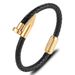 Stainless steel handmade men's black magnetic buckle nail leather rope bracelet_ipsvogv.com