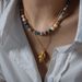Summer Leisure Vacation Style, Colorful Natural Stone Cut Agate Freshwater Pearl Bead Design, Titanium Steel Necklace_ipsvogv.com