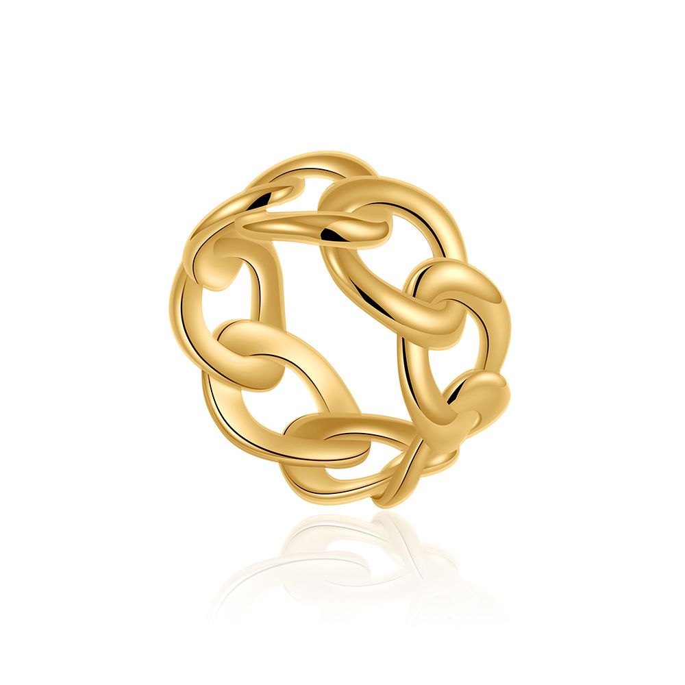 Unisex Geometric Rings, Fashionable Zircon Retro Temperament Plain Ring Rings Real Gold Plated Trendy Jewelry_ipsvogv.com