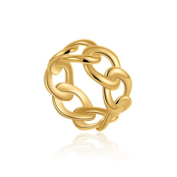 Unisex Geometric Rings, Fashionable Zircon Retro Temperament Plain Ring Rings Real Gold Plated Trendy Jewelry_ipsvogv.com