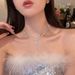 Titanium Steel Color Preserving Zircon New Tassel Water Droplet Choker Set Necklace Collarbone High-end Design_ipsvogv.com