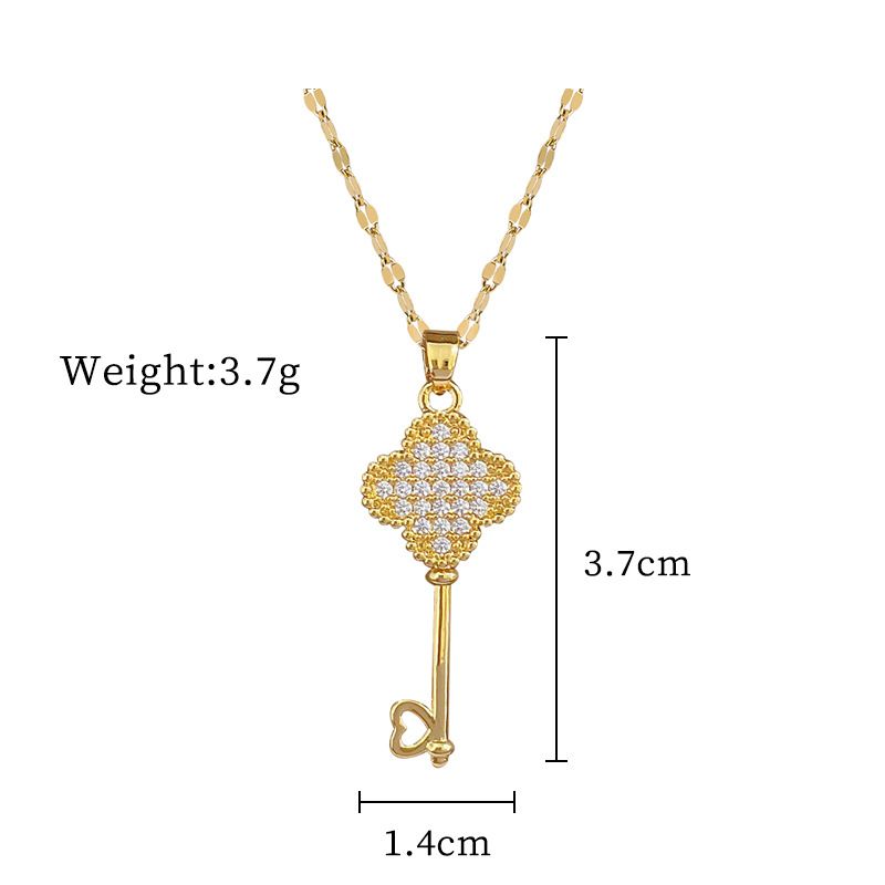 Grass 【 】 Key Light Luxury Charm Gorgeous Full Diamond Lucky Necklace Women's Versatile Clavicle Titanium Steel Chain 【 】 】 【 【 】_ipsvogv.com