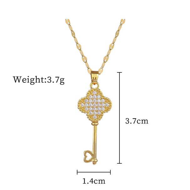 Grass 【 】 Key Light Luxury Charm Gorgeous Full Diamond Lucky Necklace Women's Versatile Clavicle Titanium Steel Chain 【 】 】 【 【 】_ipsvogv.com