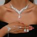 Women’s Jewelry Set Fashion Wedding Jewelry Necklace Earrings Bracelet Ring Jewelry Set Luxury Rhinestone Bridal Necklace_ipsvogv.com
