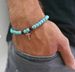 Bohemian Turquoise Beaded Bracelet Ethnic Style Cross Pendant Bracelet Turquoise Elastic Bracelet_ipsvogv.com