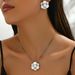 Ladies' flower earrings set with personalized inlaid pearls, niche and high-end necklace_ipsvogv.com