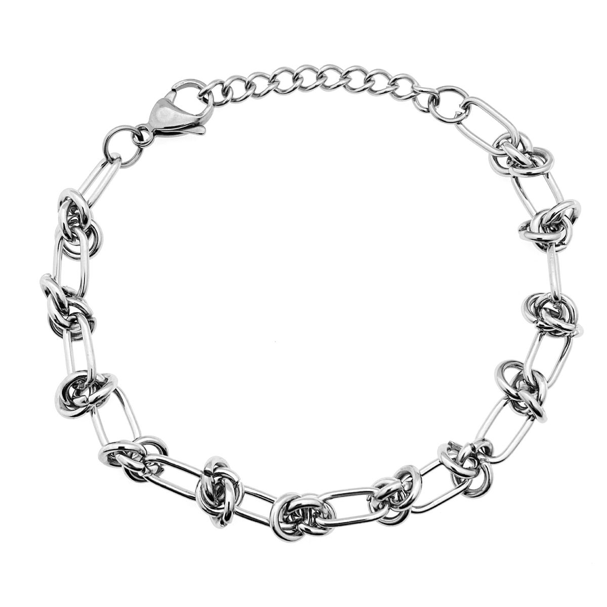 Fashionable Men's Personality Circle Ring Ins Style Design Titanium Steel Hip Hop Retro Hand Jewelry Men's Splicing Knot Chain Bracelet_ipsvogv.com