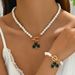 2024 Simple Heart Shaped Clover Women's Necklace, Bracelet, Jewelry Set, niche bead design, collarbone chain bracelet_ipsvogv.com