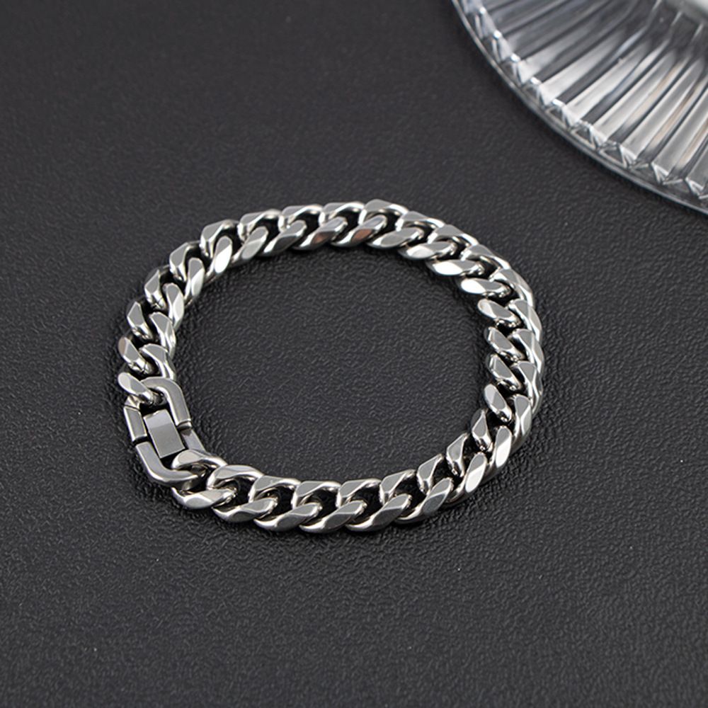 Titanium Men's Cuban Trendy Six-Sided Thick Stainless Steel Precision Polished Bracelet CE618_ipsvogv.com