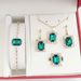 Crystal inlaid suit square necklace bracelet earrings ring four-piece bridal jewelry_ipsvogv.com