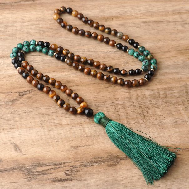 108 Mala Prayer Beads, Tassel Necklace, Natural Tiger Eye Stone Bead Necklace For Men_ipsvogv.com