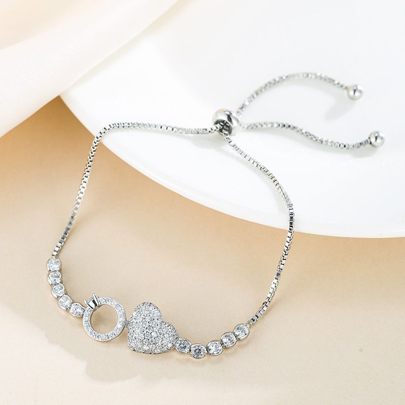 Jewelry & Accessories Cold Style Niche Design Diamond Chain Peach Heart Bracelet Simple Fashion Bracelet Net Celebrity Hand Jewelry_ipsvogv.com