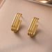 Multi Layer Genuine Gold Plated Titanium Earrings, Light Luxury Trendy Women's Stainless Steel Geometric Oval Earrings_ipsvogv.com