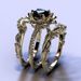 Three Piece Rose Women's Ring Set Electroplated Gold Inlaid Black Diamond Jewelry_ipsvogv.com