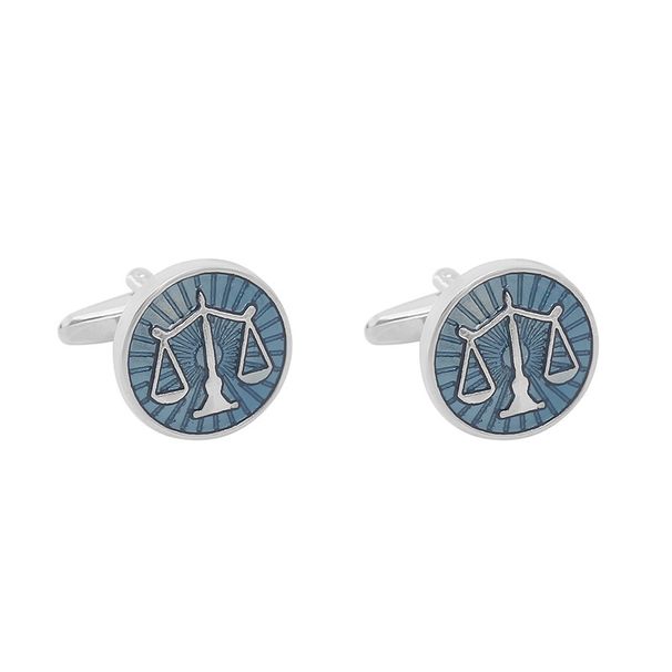 New Exquisite Round Blue Dropping Oil Scale for Men's French Shirts Business Cufflinks in Stock_ipsvogv.com