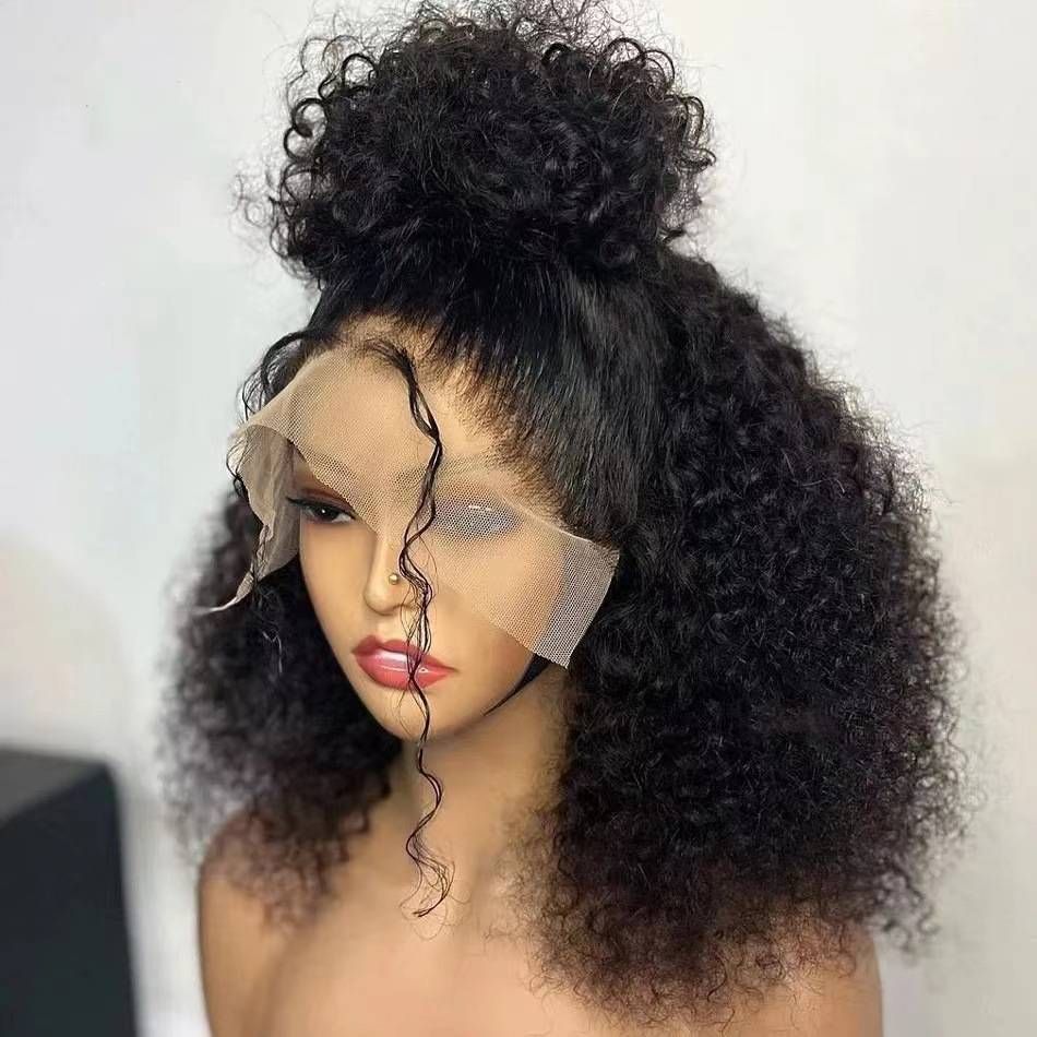 Synthetic Hair Wigs Front Lace Wig Independent Stand Black Small Curly Wig_ipsvogv.com