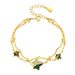 S925 Silver Ivy Leaf Inlaid Zircon Malachite Bracelet Double Layered Bracelets_ipsvogv.com
