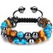 Natural Tiger Eye Agate For Men, Adjustable Woven Black Magnetic Yoga Beaded Bracelet_ipsvogv.com