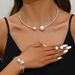 Fashion Simple Cross Border Hot Selling Bridal Jewelry Elegant Shiny Rhinestone Pearl Necklace Earrings Bracelet_ipsvogv.com