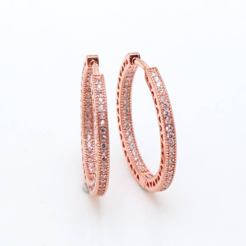 Women's Jewelry Large Rose Gold Shining Heart Earrings Light Luxury Hollow Love Heart Shaped Earrings Gift_ipsvogv.com