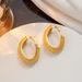 Fashionable texture, unique French pleated earrings, earrings, and high-end gold titanium steel geometric asymmetric_ipsvogv.com