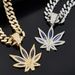 Hot Selling Fashion Diamond Red And Blue Enamel Maple Leaf Necklace Men Hip Hop Punk Pendant Necklace_ipsvogv.com