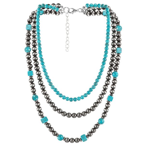 Jewelry Retro Ethnic Style Handmade Beaded Turquoise Necklace_ipsvogv.com