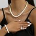 Pearl Jewelry Women Necklace Earrings Bracelet Three-Piece Set Gift For Mom Beautiful Wedding Photo Accessories_ipsvogv.com