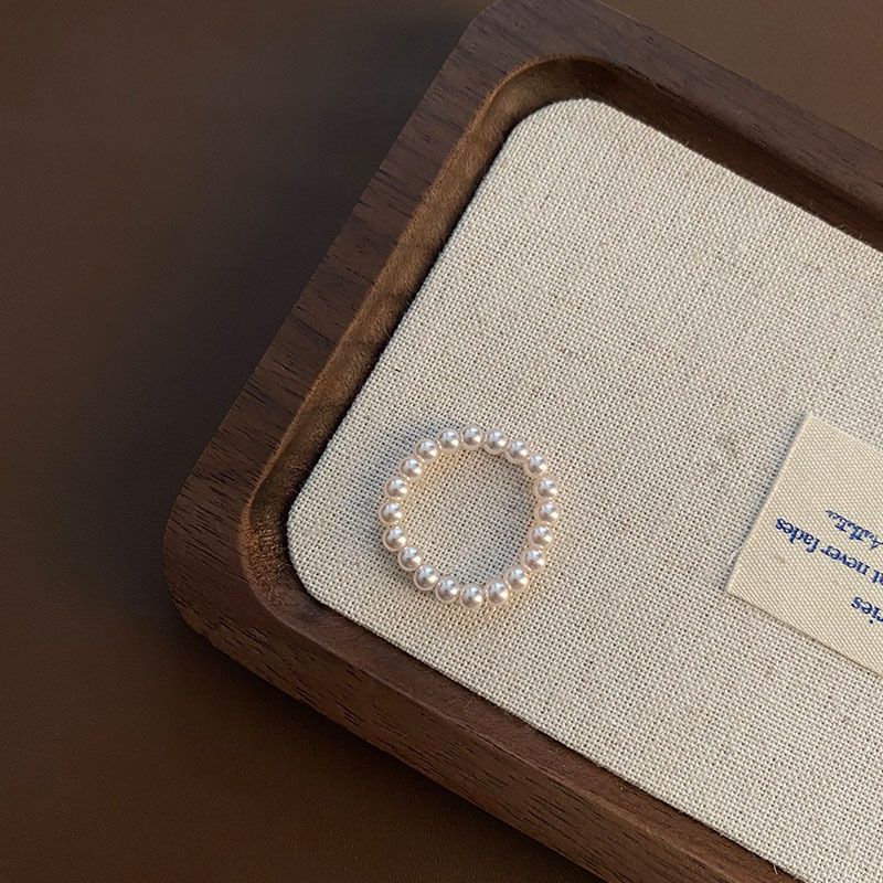 Natural Pearl Powder White Ring For Women, Adjustable, Fashionable, Niche, Exquisite Design, High-end Versatile Style,_ipsvogv.com