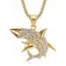 Hip Hop Jewelry Titanium Steel Gold-Plated Diamond-Studded White Shark Pendant Necklace_ipsvogv.com