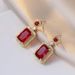 Necklace Female Korean Net jacinth Light Luxury Red Pendant Earrings Small perfume Bottle Set Collar Chain Jewelry_ipsvogv.com