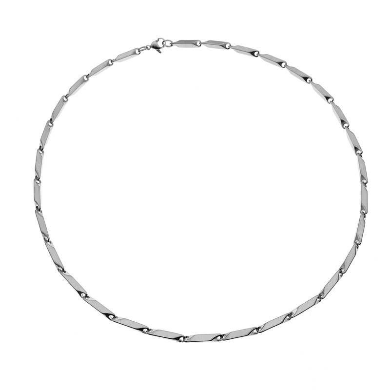 Personalized men's trendy titanium steel chain silver diamond bamboo leaf chain hip hop handsome clavicle chain_ipsvogv.com