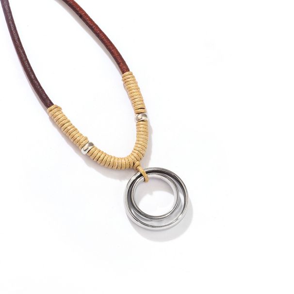 Men And Women's Jewelry Retro Style Cro Jewelry Hollow Cross Double Ring Pendant Simple Fashion Couple Necklace_ipsvogv.com