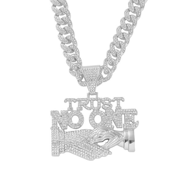 Hip hop alloy full diamond letter splicing pendant, Cuban chain necklace, nightclub bouncing accessories, men's jewelry_ipsvogv.com