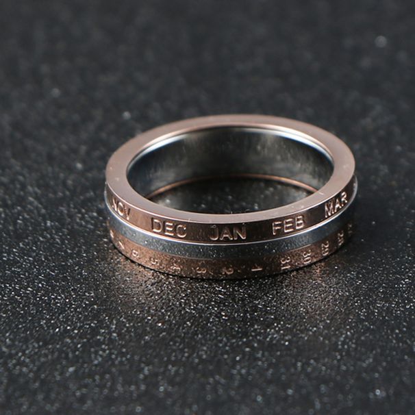 Men And Women's Jewelry Rotatable Couple Gold Calendar Ring Digital Letter Stainless Steel Ring Titanium Steel_ipsvogv.com