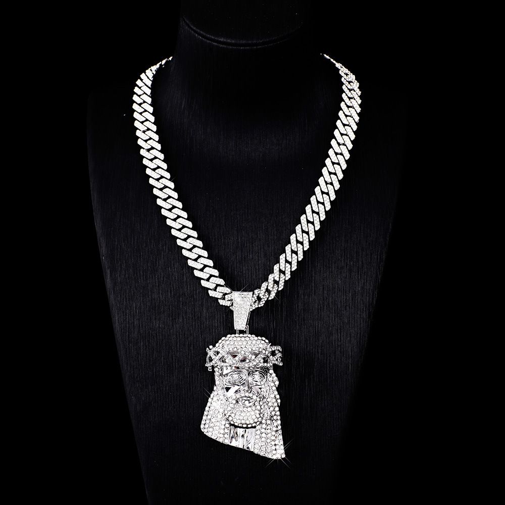 Personalized religious belief diamond pendant street all match alloy Cuban chain set niche hip hop pendant necklace_ipsvogv.com