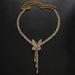 Fashion Super Flash Butterfly Collarbone Chain Korean Retro Full Diamond Fringed Neck Chain Women's Neck Jewelry Necklace_ipsvogv.com