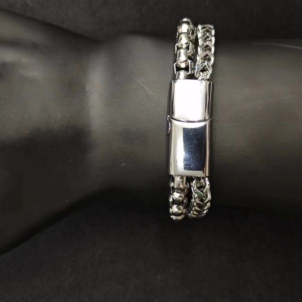 New Hip-Hop Style For Men Titanium Steel Chain Thick Mixed Magnetic Clasp Bracelet Jewelry_ipsvogv.com