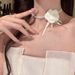 New Camellia Bowknot Choker Ribbon Pearl Spliced Necklace Exquisite Collarbone Chain Accessory Trend_ipsvogv.com
