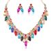 Straight Hair New Necklace Set Colorful Multi Layered Flower And Leaf Shape Banquet Dress Accessories Hot Selling_ipsvogv.com
