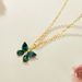 New Emerald Zircon Butterfly Pendant Necklace S Sterg Sier Jewelry Female Light Niche Design_ipsvogv.com