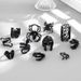 New Adjustable Exaggerated Mask Snake Spider Octopus Ring Set Of 11 Electrophoretic Black Rings_ipsvogv.com